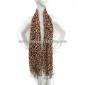 100% Algodão Material Leve Leopardo Printed Woven Pattern Girls Shawl Scarf